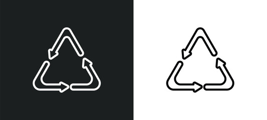 Poster - recycle line icon in white and black colors. recycle flat vector icon from recycle collection for web, mobile apps and ui.
