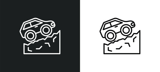 Fototapete - off road line icon in white and black colors. off road flat vector icon from off road collection for