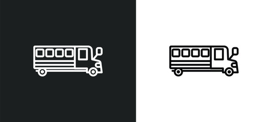 Poster - school bus empty line icon in white and black colors. school bus empty flat vector icon from school bus empty collection for web, mobile apps and ui.