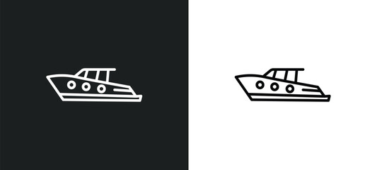 Poster - yacht navigate line icon in white and black colors. yacht navigate flat vector icon from yacht navigate collection for web, mobile apps and ui.