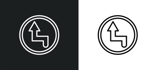 Poster - curves line icon in white and black colors. curves flat vector icon from curves collection for web, 