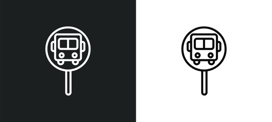 Poster - bus stop line icon in white and black colors. bus stop flat vector icon from bus stop collection for web, mobile apps and ui.