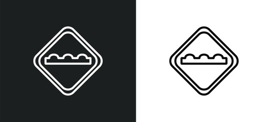 Poster - bump line icon in white and black colors. bump flat vector icon from bump collection for web, mobile