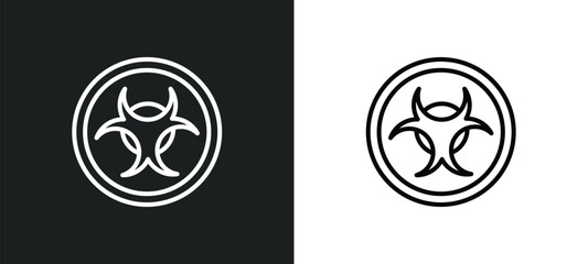 Poster - biological hazard line icon in white and black colors. biological hazard flat vector icon from biological hazard collection for web, mobile apps and ui.