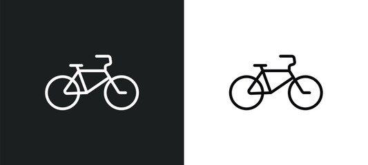 Poster - bicycle line icon in white and black colors. bicycle flat vector icon from bicycle collection for web, mobile apps and ui.