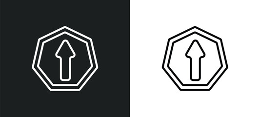 Poster - ahead only line icon in white and black colors. ahead only flat vector icon from ahead only collection for web, mobile apps and ui.