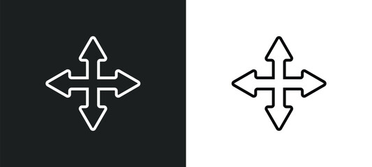 Poster - crossroads line icon in white and black colors. crossroads flat vector icon from crossroads collection for web, mobile apps and ui.