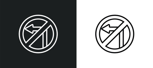 Poster - no turn right line icon in white and black colors. no turn right flat vector icon from no turn right collection for web, mobile apps and ui.