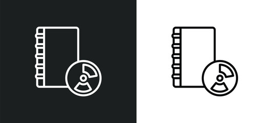 Poster - book with cd rom line icon in white and black colors. book with cd rom flat vector icon from book with cd rom collection for web, mobile apps and ui.