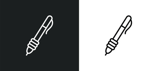 Poster - writing tools line icon in white and black colors. writing tools flat vector icon from writing tools collection for web, mobile apps and ui.