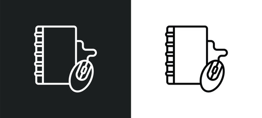 Fototapete - book with mouse line icon in white and black colors. book with mouse flat vector icon from book with mouse collection for web, mobile apps and ui.
