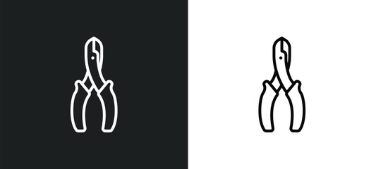 Poster - wire cutter line icon in white and black colors. wire cutter flat vector icon from wire cutter colle