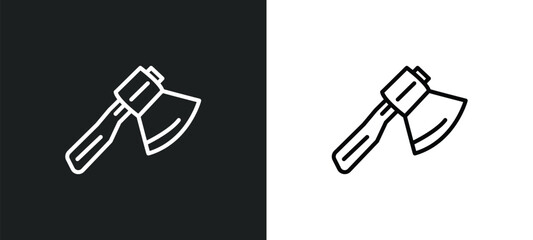Poster - hand axe line icon in white and black colors. hand axe flat vector icon from hand axe collection for web, mobile apps and ui.