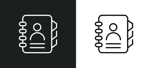 Poster - telephone agenda line icon in white and black colors. telephone agenda flat vector icon from telephone agenda collection for web, mobile apps and ui.