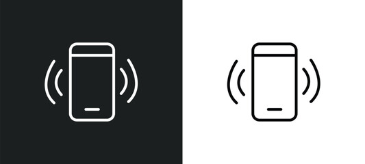 Poster - ringing line icon in white and black colors. ringing flat vector icon from ringing collection for web, mobile apps and ui.