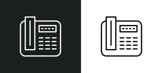Poster - modern telephone line icon in white and black colors. modern telephone flat vector icon from modern telephone collection for web, mobile apps and ui.
