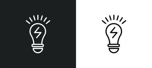 Poster - electric light bulb line icon in white and black colors. electric light bulb flat vector icon from electric light bulb collection for web, mobile apps and ui.