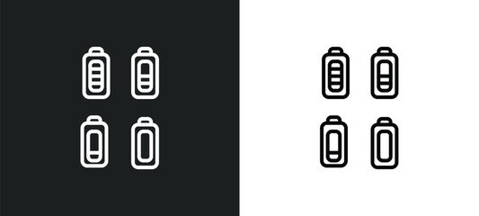 Poster - battery status line icon in white and black colors. battery status flat vector icon from battery sta