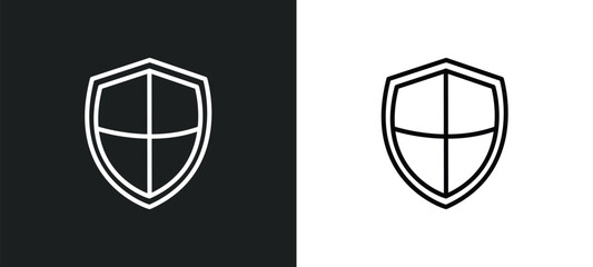 Poster - shields line icon in white and black colors. shields flat vector icon from shields collection for we