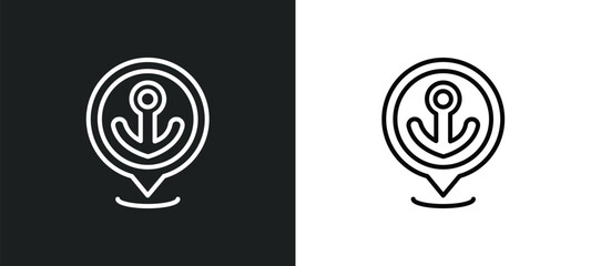 Wall Mural - dock line icon in white and black colors. dock flat vector icon from dock collection for web, mobile apps and ui.