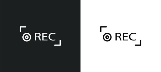 Poster - recording line icon in white and black colors. recording flat vector icon from recording collection for web, mobile apps and ui.