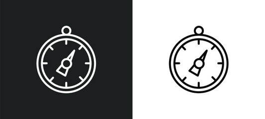 Poster - stopwatch running line icon in white and black colors. stopwatch running flat vector icon from stopwatch running collection for web, mobile apps and ui.