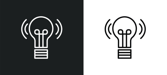 Poster - wireless lighting line icon in white and black colors. wireless lighting flat vector icon from wirel