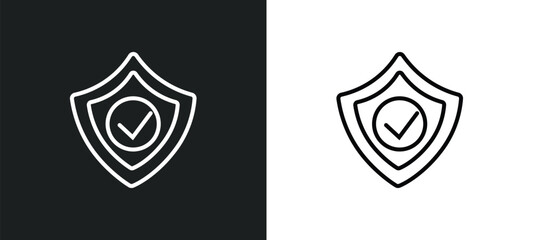 Poster - safe shield protection line icon in white and black colors. safe shield protection flat vector icon 