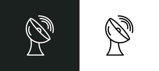 Poster - satellite station line icon in white and black colors. satellite station flat vector icon from satellite station collection for web, mobile apps and ui.