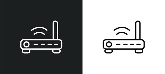 Poster - routers line icon in white and black colors. routers flat vector icon from routers collection for web, mobile apps and ui.