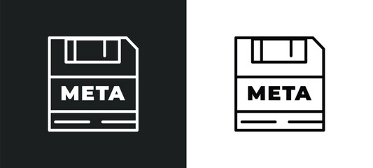 Poster - meta elements line icon in white and black colors. meta elements flat vector icon from meta elements