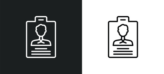 Poster - identity line icon in white and black colors. identity flat vector icon from identity collection for web, mobile apps and ui.