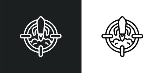 Poster - mission line icon in white and black colors. mission flat vector icon from mission collection for web, mobile apps and ui.