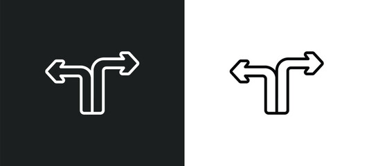 Poster - decision line icon in white and black colors. decision flat vector icon from decision collection for web, mobile apps and ui.