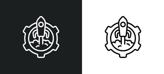 Poster - management line icon in white and black colors. management flat vector icon from management collecti
