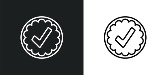 Poster - valid line icon in white and black colors. valid flat vector icon from valid collection for web, mobile apps and ui.