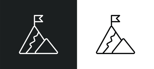 Poster - success flag line icon in white and black colors. success flag flat vector icon from success flag collection for web, mobile apps and ui.