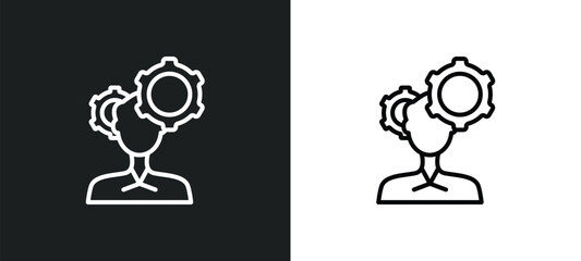 Poster - strategy thought line icon in white and black colors. strategy thought flat vector icon from strategy thought collection for web, mobile apps and ui.