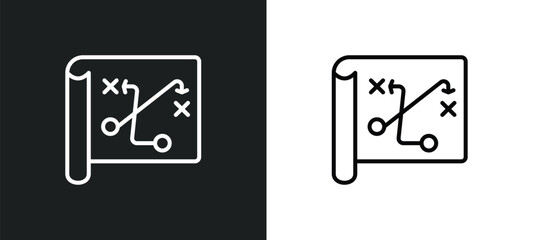 Poster - strategy sketch line icon in white and black colors. strategy sketch flat vector icon from strategy sketch collection for web, mobile apps and ui.