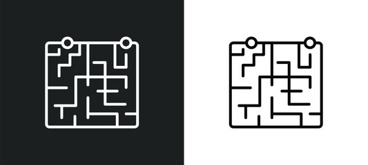 Poster - strategy in a labyrinth line icon in white and black colors. strategy in a labyrinth flat vector icon from strategy a labyrinth collection for web, mobile apps and ui.