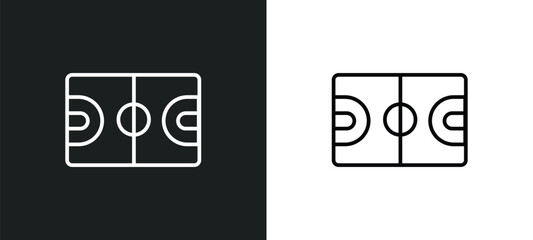 Poster - basketball court line icon in white and black colors. basketball court flat vector icon from basketball court collection for web, mobile apps and ui.