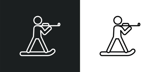 Wall Mural - biathlon line icon in white and black colors. biathlon flat vector icon from biathlon collection for web, mobile apps and ui.