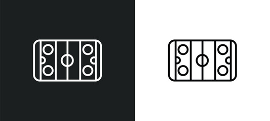 Poster - hockey arena line icon in white and black colors. hockey arena flat vector icon from hockey arena collection for web, mobile apps and ui.