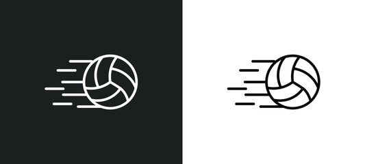 Poster - volleyball ball line icon in white and black colors. volleyball ball flat vector icon from volleyball ball collection for web, mobile apps and ui.