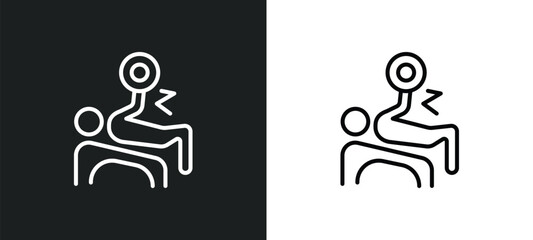 Poster - powerlifting line icon in white and black colors. powerlifting flat vector icon from powerlifting co