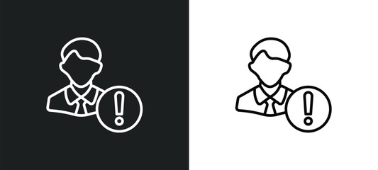 Poster - user warning line icon in white and black colors. user warning flat vector icon from user warning collection for web, mobile apps and ui.