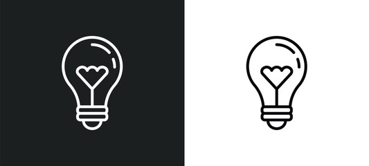Poster - lightbulb line icon in white and black colors. lightbulb flat vector icon from lightbulb collection for web, mobile apps and ui.