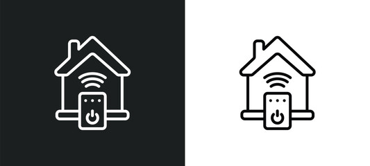 Poster - smart line icon in white and black colors. smart flat vector icon from smart collection for web, mob