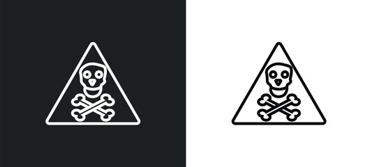 Poster - toxic warning line icon in white and black colors. toxic warning flat vector icon from toxic warning collection for web, mobile apps and ui.