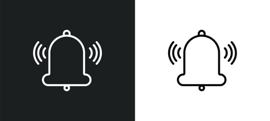 Poster - alarm line icon in white and black colors. alarm flat vector icon from alarm collection for web, mobile apps and ui.